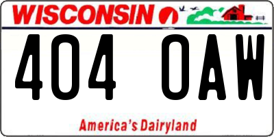 WI license plate 404OAW