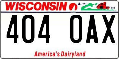 WI license plate 404OAX