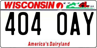 WI license plate 404OAY