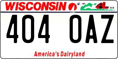 WI license plate 404OAZ
