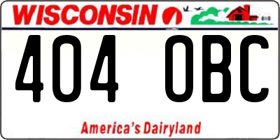 WI license plate 404OBC