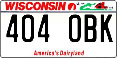WI license plate 404OBK