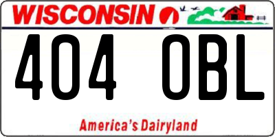 WI license plate 404OBL