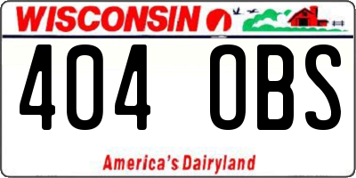 WI license plate 404OBS