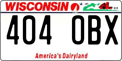 WI license plate 404OBX