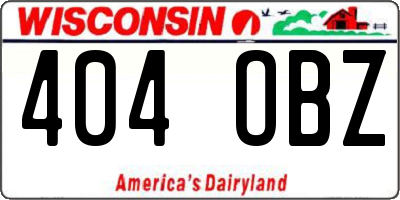 WI license plate 404OBZ
