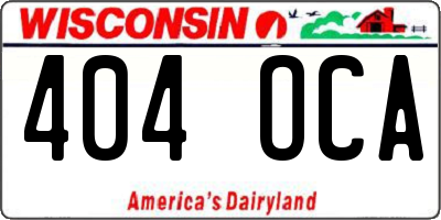 WI license plate 404OCA