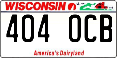 WI license plate 404OCB