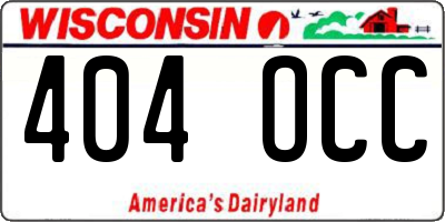 WI license plate 404OCC