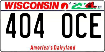 WI license plate 404OCE