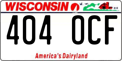 WI license plate 404OCF