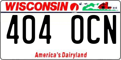 WI license plate 404OCN