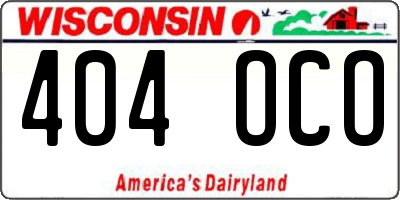 WI license plate 404OCO
