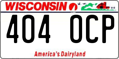 WI license plate 404OCP