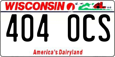 WI license plate 404OCS