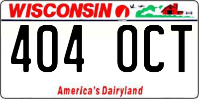 WI license plate 404OCT