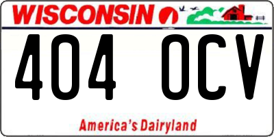 WI license plate 404OCV