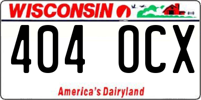 WI license plate 404OCX