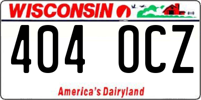 WI license plate 404OCZ