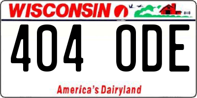 WI license plate 404ODE