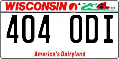 WI license plate 404ODI