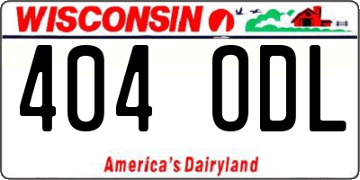 WI license plate 404ODL