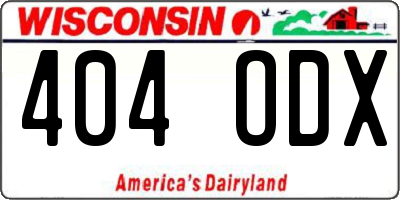 WI license plate 404ODX