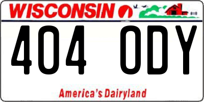 WI license plate 404ODY