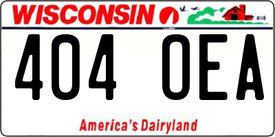 WI license plate 404OEA