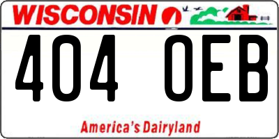 WI license plate 404OEB