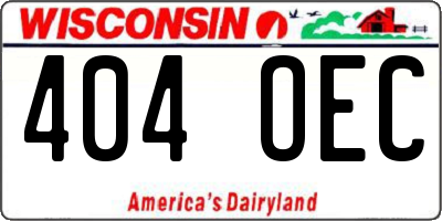 WI license plate 404OEC