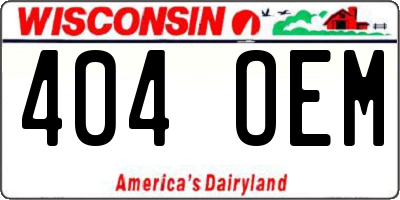 WI license plate 404OEM