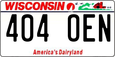 WI license plate 404OEN