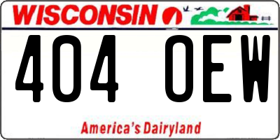 WI license plate 404OEW