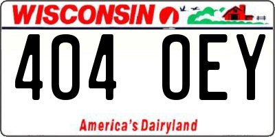 WI license plate 404OEY