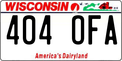 WI license plate 404OFA