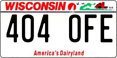 WI license plate 404OFE