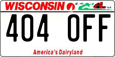 WI license plate 404OFF