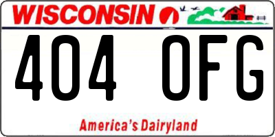 WI license plate 404OFG