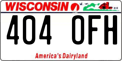 WI license plate 404OFH