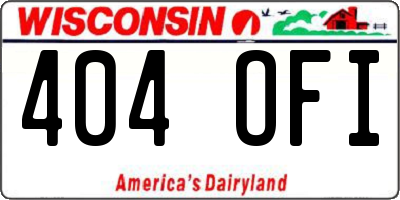 WI license plate 404OFI
