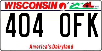 WI license plate 404OFK
