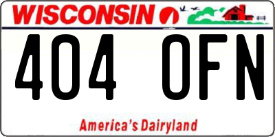 WI license plate 404OFN