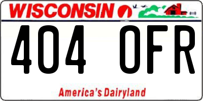 WI license plate 404OFR