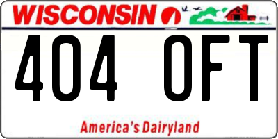 WI license plate 404OFT
