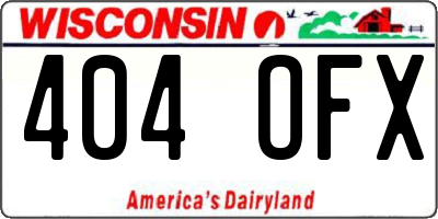 WI license plate 404OFX