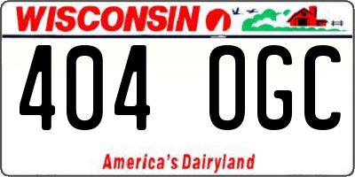 WI license plate 404OGC