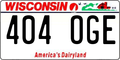 WI license plate 404OGE