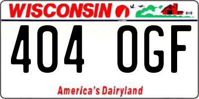 WI license plate 404OGF
