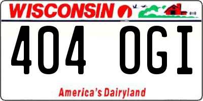 WI license plate 404OGI